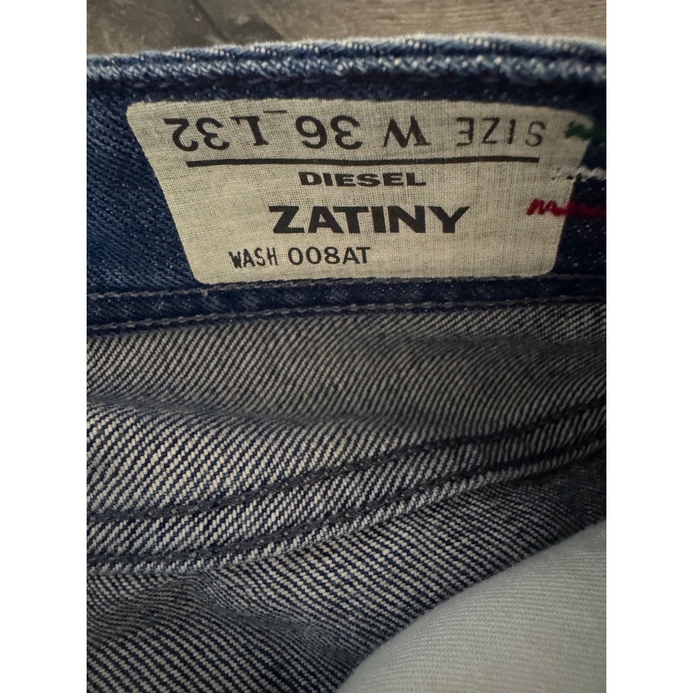 Diesel Zatiny 008AT Mens Bootcut Jeans Blue Wash 36x32 Made in Italy Button Fly - Picture 7 of 10